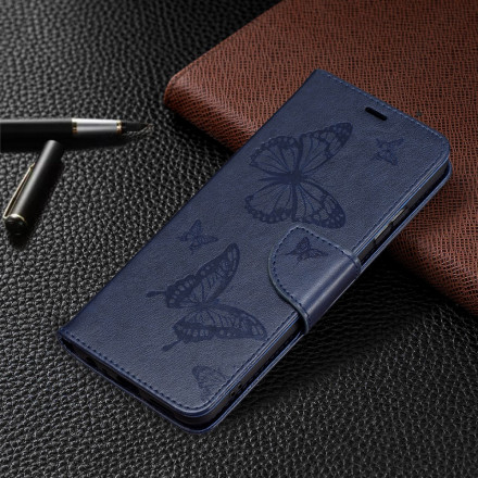 Hülle Samsung Galaxy A22 5G Die fliegenden Schmetterlinge mit Lanyard