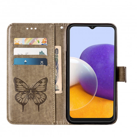 Samsung Galaxy A22 5G Schmetterling Design Tasche mit Riemen