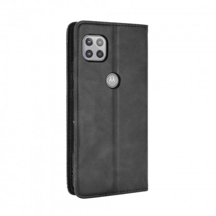 Flip Cover Moto G 5G Vintage-Leder-Effekt Stilisiert