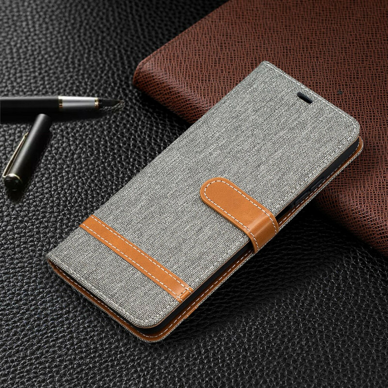 Xiaomi Mi 10T / 10T Pro Tasche Stoff und Lederoptik mit Riemen