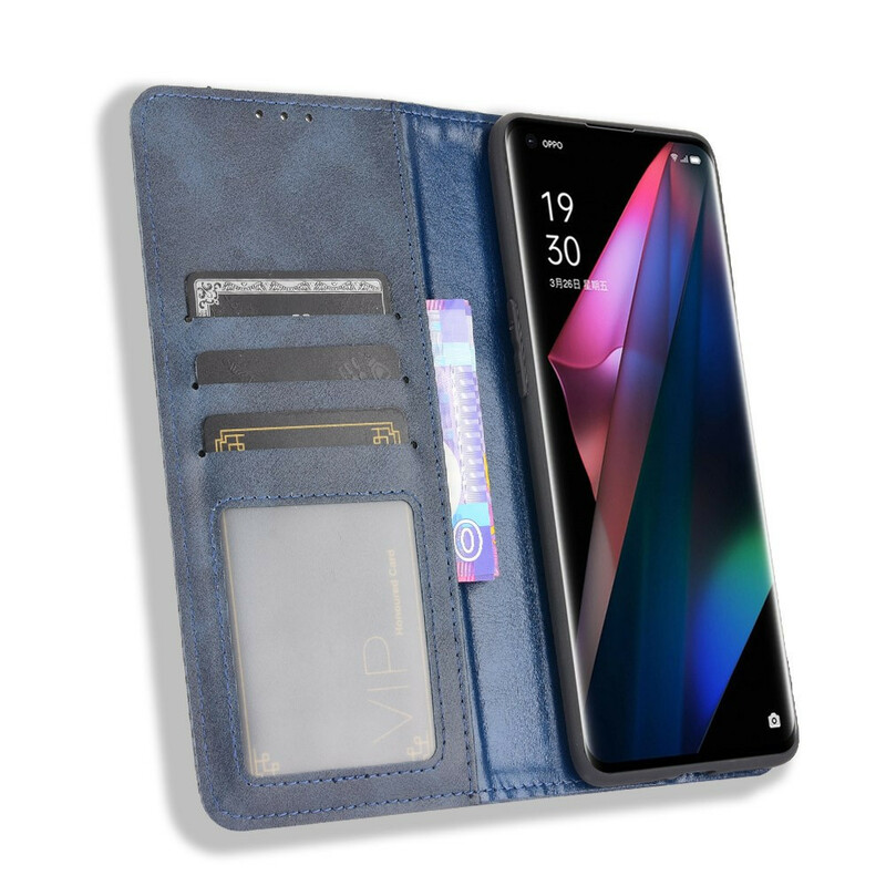 Flip Cover Oppo Find X3 / X3 Pro Vintage Stylished Leather Effect