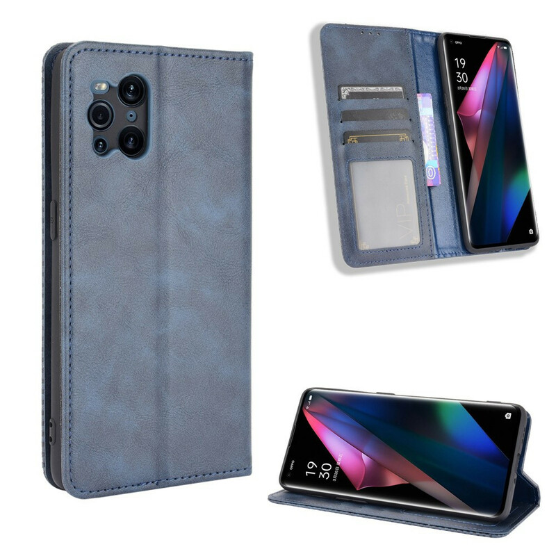 Flip Cover Oppo Find X3 / X3 Pro Vintage Stylished Leather Effect