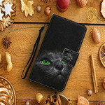 Xiaomi Mi 10T / 10T Pro Tasche Grünäugige Katze mit Lanyard