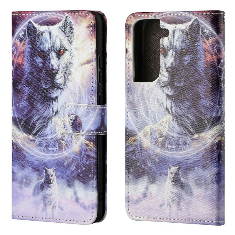 Samsung Galaxy S21 FE Winter Wolf Hülle mit Lanyard