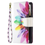 Samsung Galaxy S21 FE Tasche mit Reißverschluss Blume