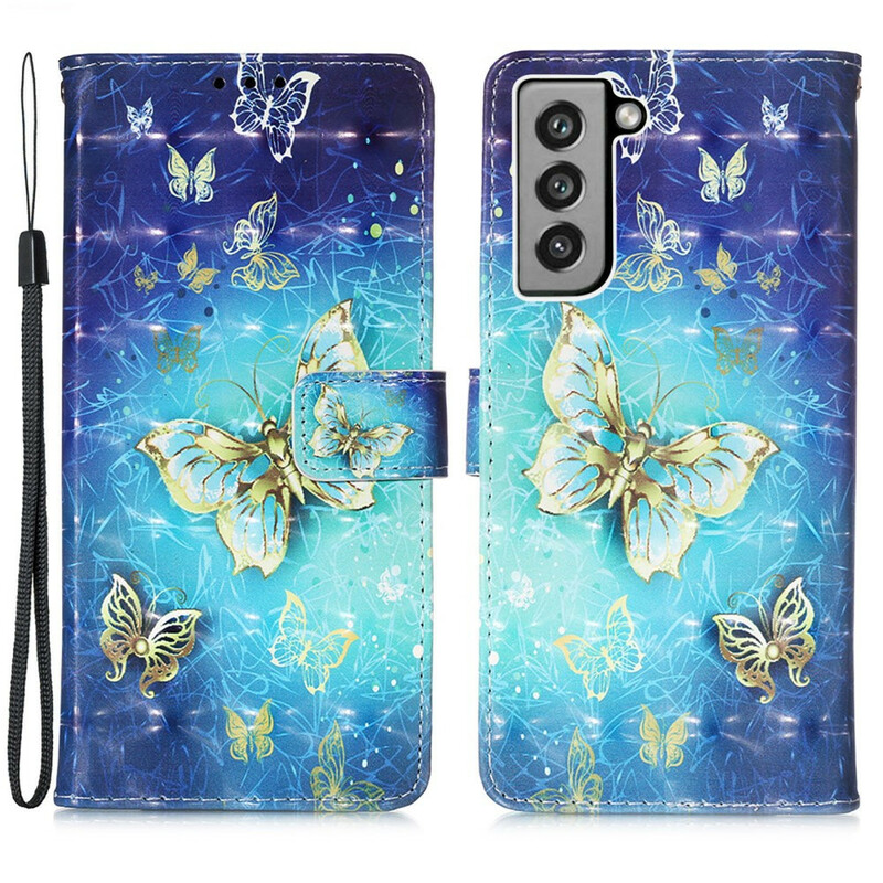 Samsung Galaxy S21 FE Hülle Goldene Schmetterlinge