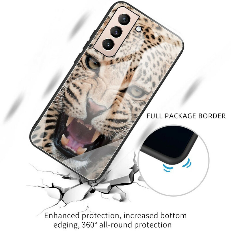 Samsung Galaxy S21 FE Hülle aus gehärtetem Glas Leopard