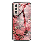 Samsung Galaxy S21 FE Cover Gehärtetes Glas Blumen Rosen