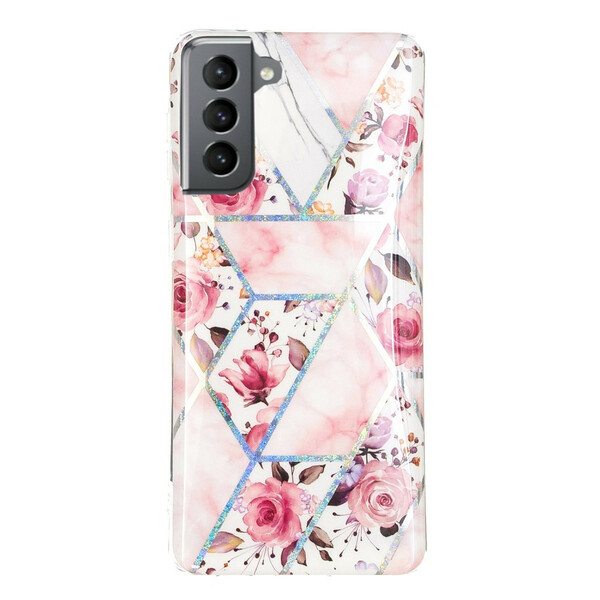 Samsung Galaxy S21 FE Cover Marmoriert Blumen