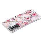 Samsung Galaxy S21 FE Cover Marmoriert Blumen