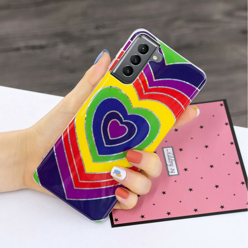 Samsung Galaxy S21 FE Cover Psychedelisches Herz