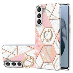 Samsung Galaxy S21 FE Cover Geometrischer Marmor mit Ring-Halterung