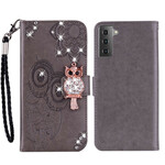 Samsung Galaxy S21 FE Hülle Eule Mandala und Charm