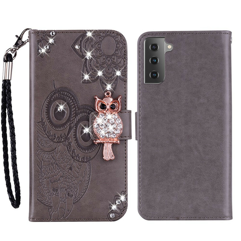 Samsung Galaxy S21 FE Hülle Eule Mandala und Charm