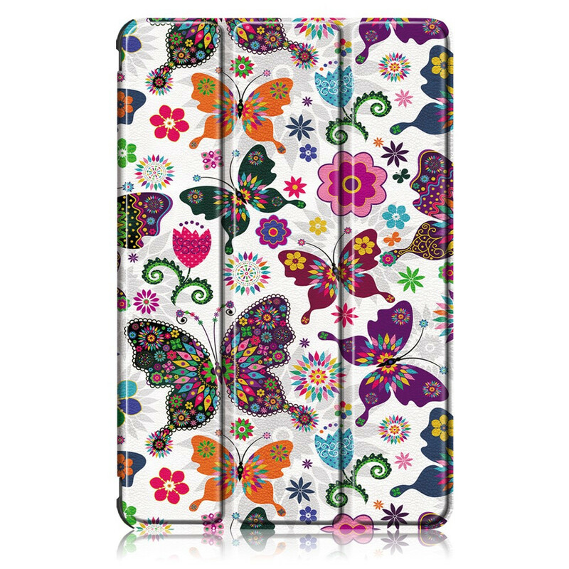 Smart Case Samsung Galaxy Tab S7 FE Verstärkt Schmetterlinge und Blumen