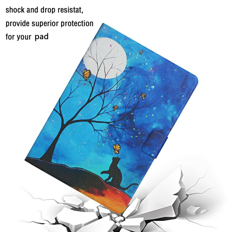 Samsung Galaxy Tab A7 Lite Hülle Baum mit Mond und Sonne