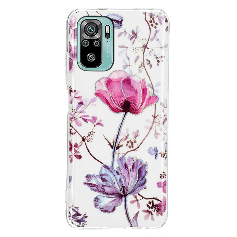 Xiaomi Redmi Note 10 / Note 10s Marmor Blumen Cover