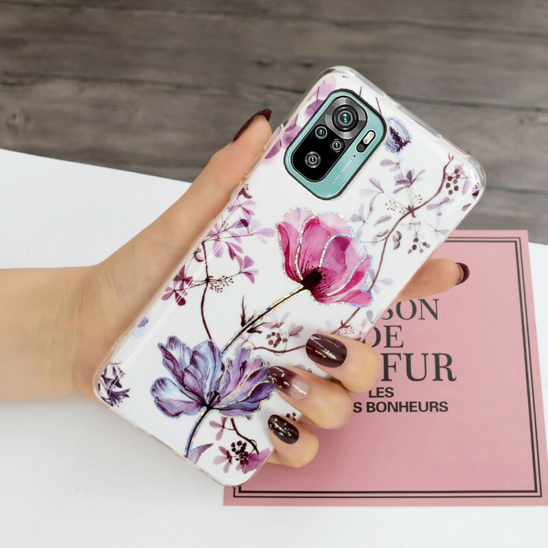 Xiaomi Redmi Note 10 / Note 10s Marmor Blumen Cover