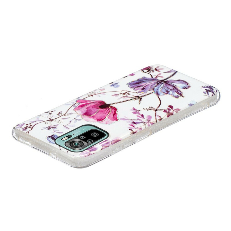 Xiaomi Redmi Note 10 / Note 10s Marmor Blumen Cover