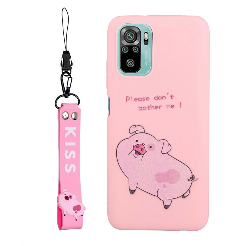 Xiaomi Redmi Note 10 / Note 10s Cover Schweinchen mit Kiss Lanyard