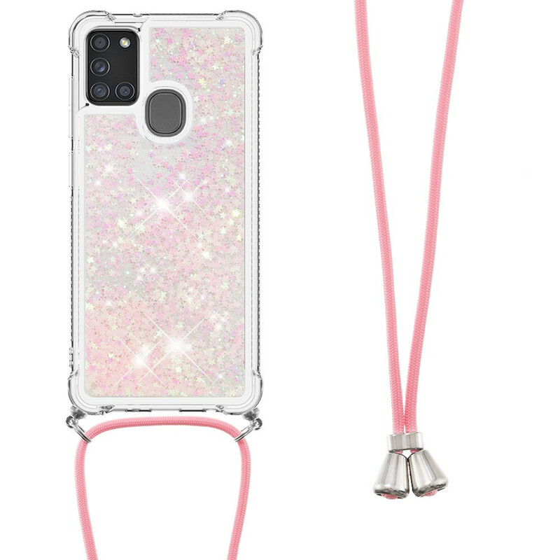 Samsung Galaxy A21s Glitter Cover mit Kordel