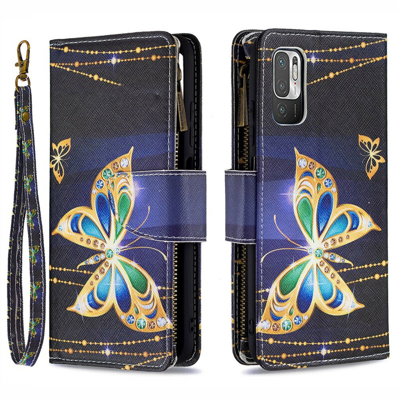 Xiaomi Redmi Note 10 5G / Poco M3 Pro 5G Tasche mit Reißverschluss Schmetterlinge