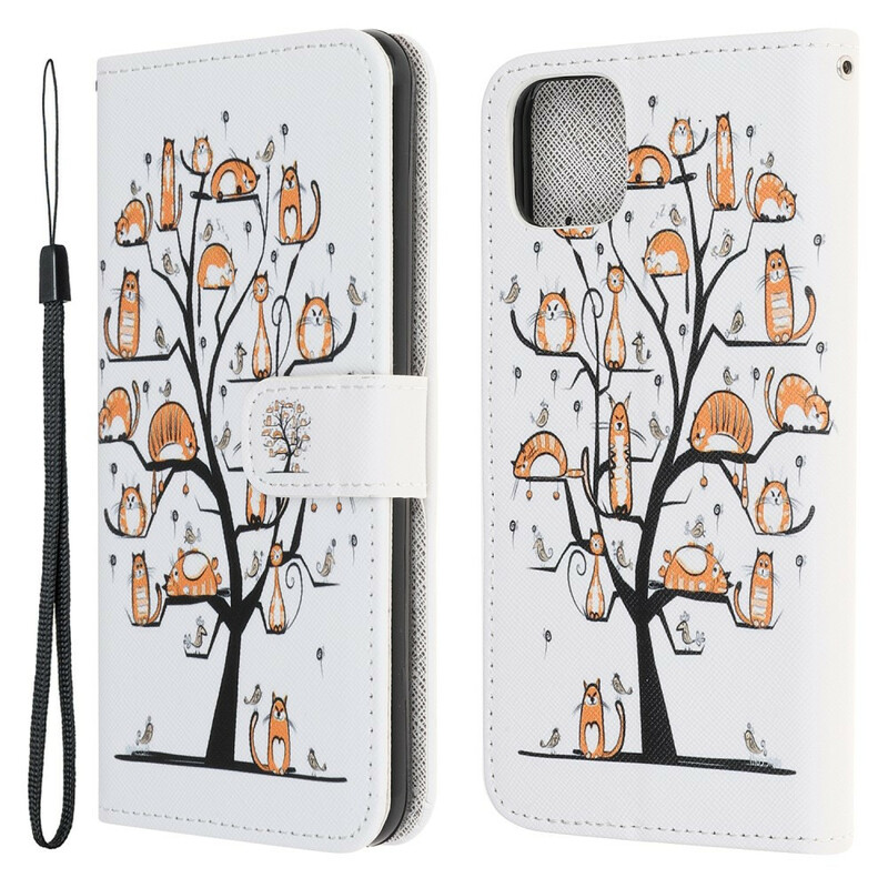 iPhone 13 Mini Funky Cats Hülle mit Riemen