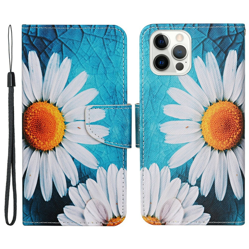iPhone 13 Pro Magistrale Blumen Hülle mit Lanyard