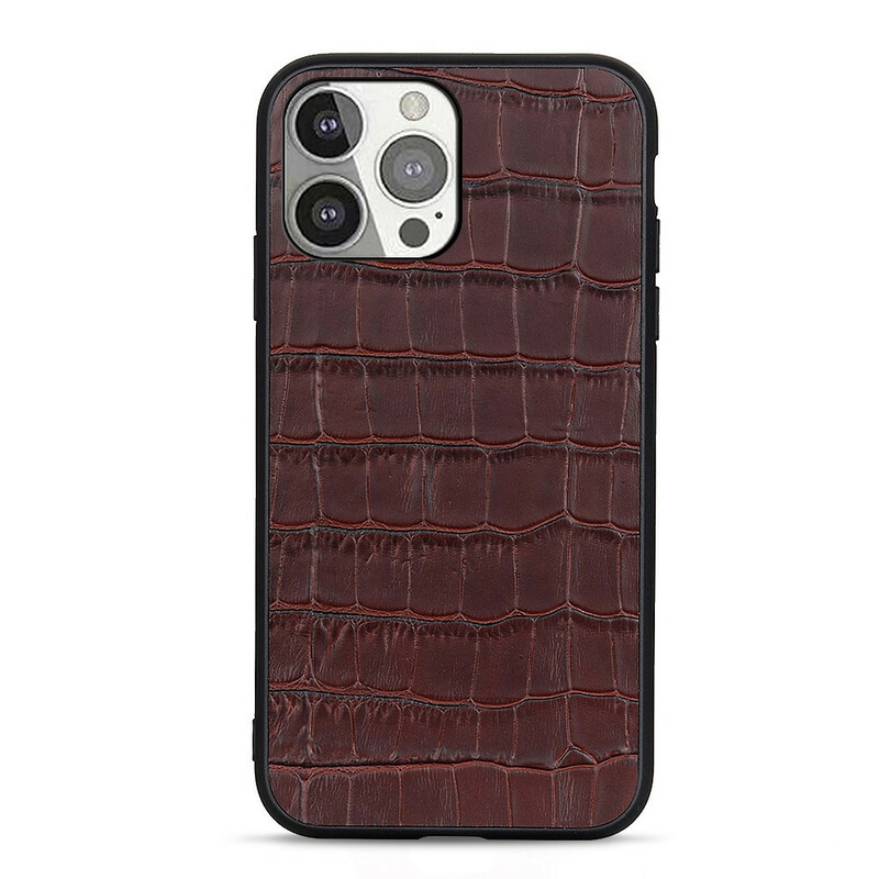 iPhone 13 Pro Hülle aus echtem Leder mit Krokodil-Muster