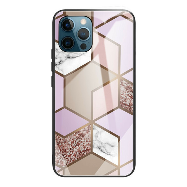 iPhone 13 Pro Max Cover Panzerglas Marmor Geometrie