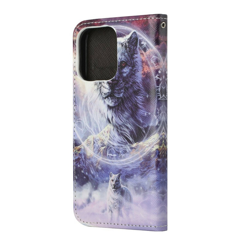 iPhone 13 Winter Wolf Hülle mit Lanyard