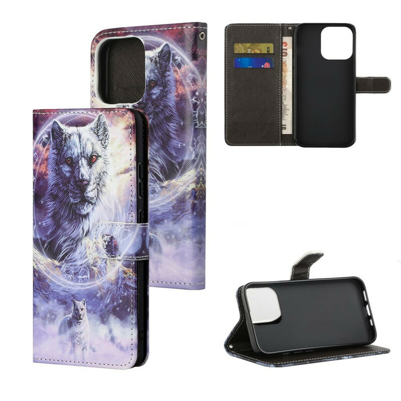 iPhone 13 Winter Wolf Hülle mit Lanyard