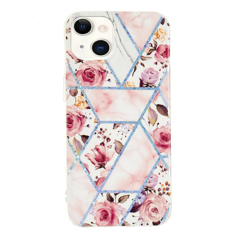 iPhone 13 Marmor Blumen Cover