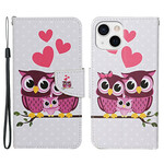 iPhone 13 Hülle Eulenfamilie mit Lanyard