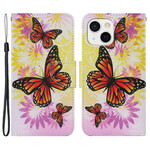 iPhone 13 Hülle Schmetterlinge und Sommerblumen
