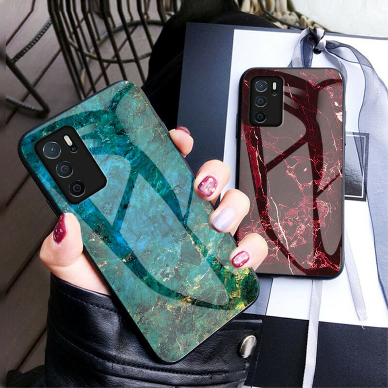 Cover Oppo A16 / A16s Gehärtetes Glas Marble Colors