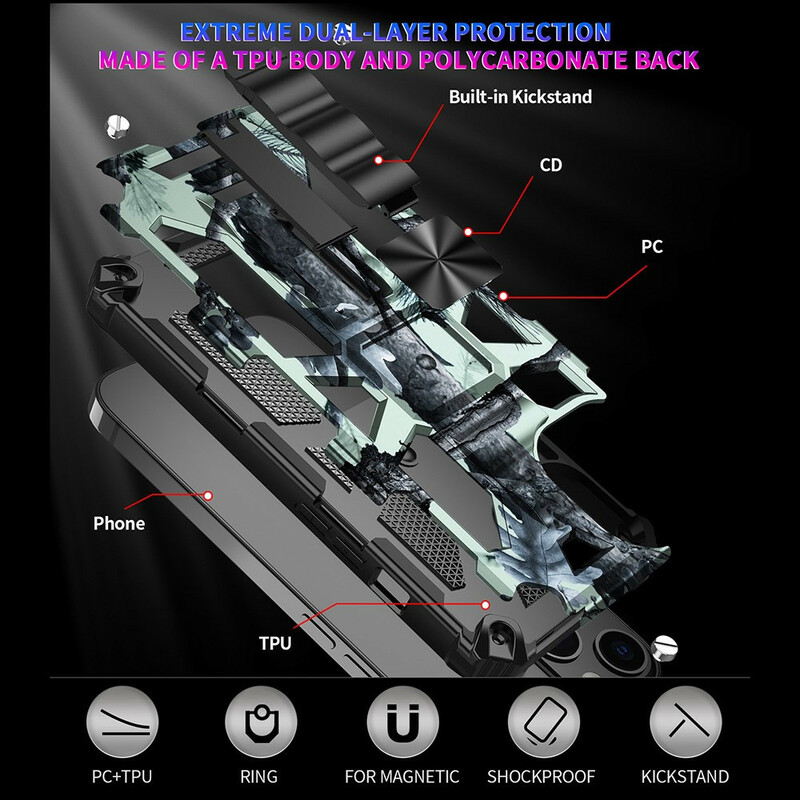 iPhone 13 Camouflage Cover Abnehmbare Halterung