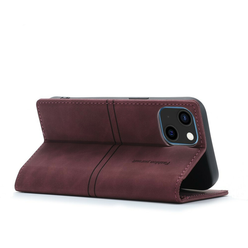 Flip Cover iPhone 13 Style Leder Naht Magnetverschluss