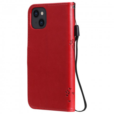 iPhone 13 Hülle Baum und Katze mit Riemen