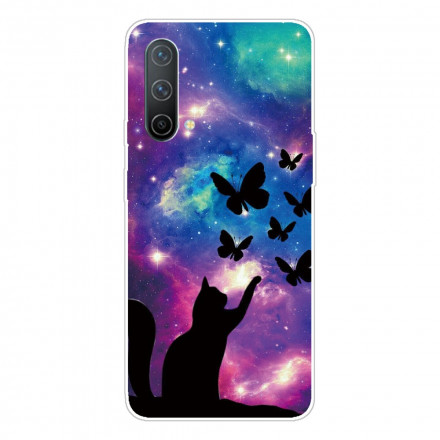 Cover OnePlus Nord CE 5G Katze und Schmetterlinge Im Weltraum