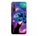 Cover OnePlus Nord CE 5G Katze und Schmetterlinge Im Weltraum