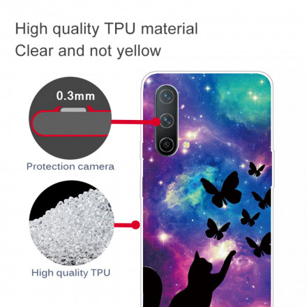 Cover OnePlus Nord CE 5G Katze und Schmetterlinge Im Weltraum