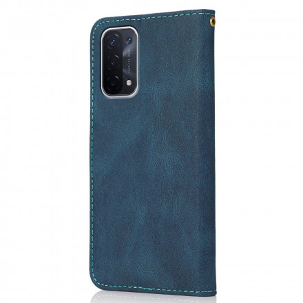 Oppo A54 5G / A74 5G Kunstleder Zweifarbig Dreieck Tasche