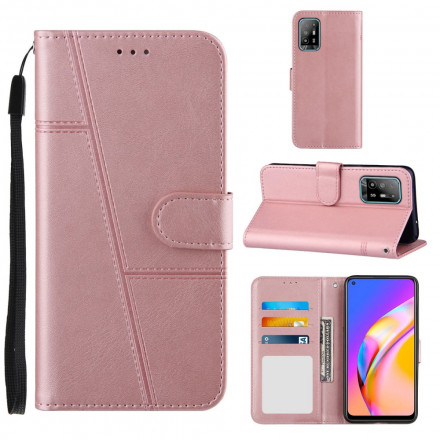 Oppo A94 5G Geo Lederoptik Tasche mit Trageriemen