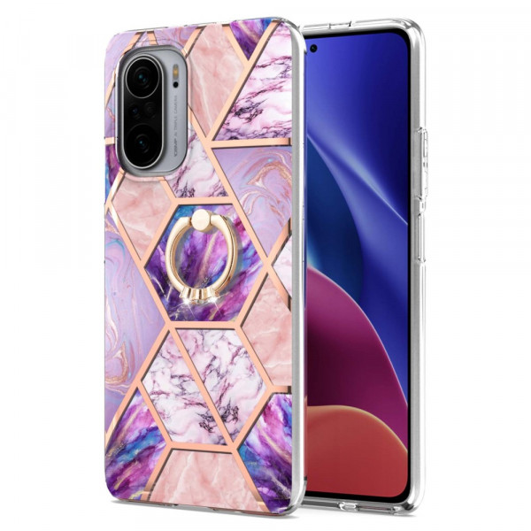 Cover Poco F3 / Xiaomi Mi 11i 5G Marmor Geometrisch mit Ring-Halterung