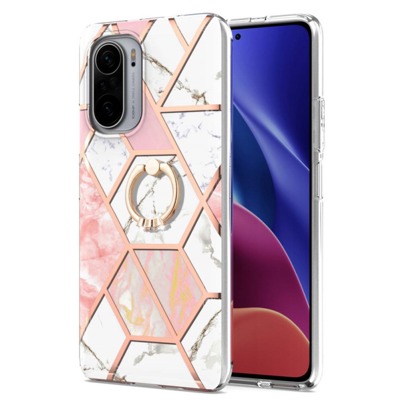 Cover Poco F3 / Xiaomi Mi 11i 5G Marmor Geometrisch mit Ring-Halterung