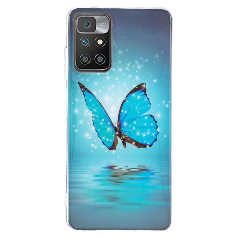 Xiaomi Redmi 10 Schmetterling Cover Blau Fluoreszierend