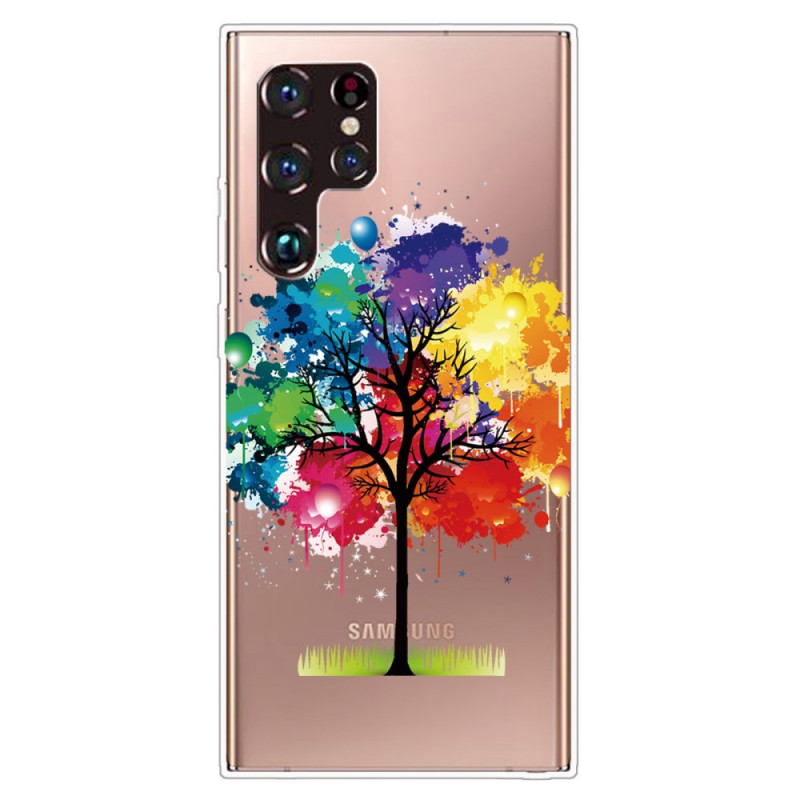 Samsung Galaxy S22 Ultra 5G Hülle Transparent Baum Aquarell