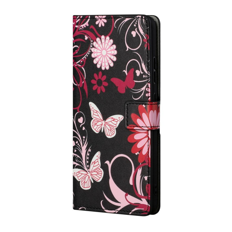 Hülle Samsung Galaxy S22 Plus 5G Schmetterlinge und Blumen