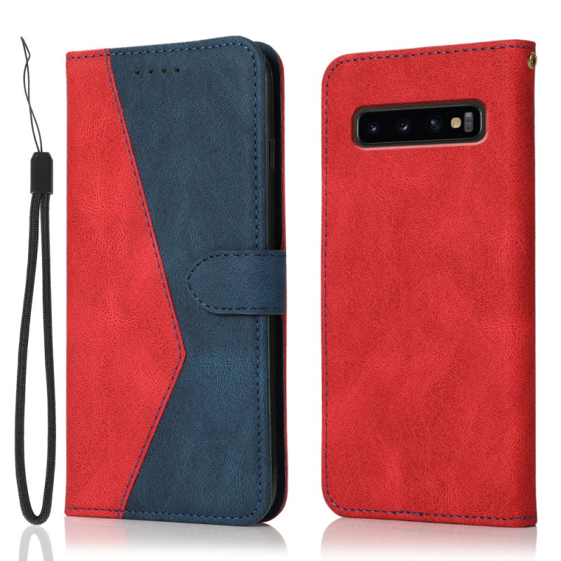 Tasche Samsung Galaxy S10 Plus Kunstleder Zweifarbig Dreieck